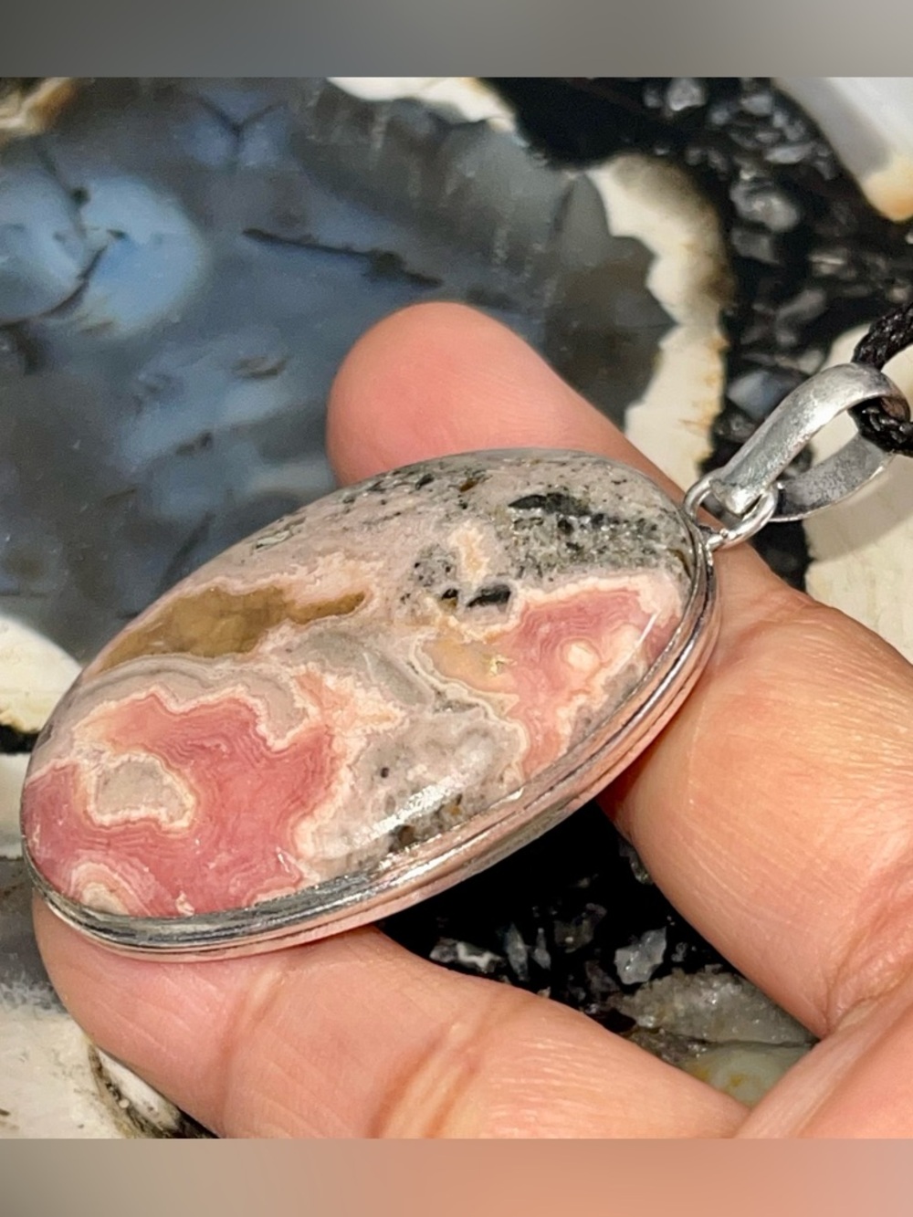 Light Pink Rhodochrosite Pendant 2 1/2”